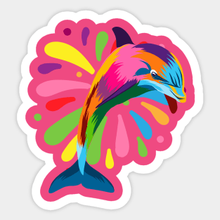 Dolphin In Splattered Paint Sticker